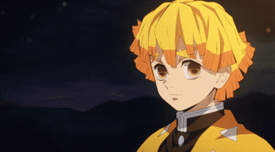 A Close Up Of A Yellow Haired Anime Character With A Black Background GIF