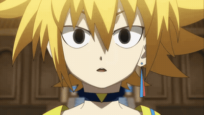 A Close Up Of A Yellow Haired Anime Character With A Choker Around Her Neck GIF