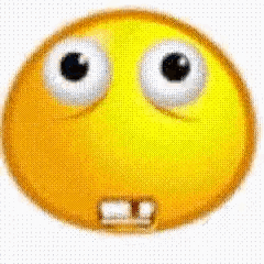 A Close Up Of A Yellow Smiley Face With Big Eyes On A White Background . GIF