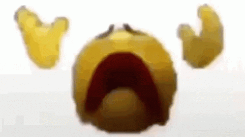 A Close Up Of A Yellow Smiley Face With Its Mouth Open And Tears Coming Out Of It . GIF