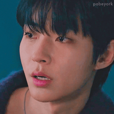 A Close Up Of A Young Man 'S Face With A Blue Background And The Hashtag Pabyork GIF