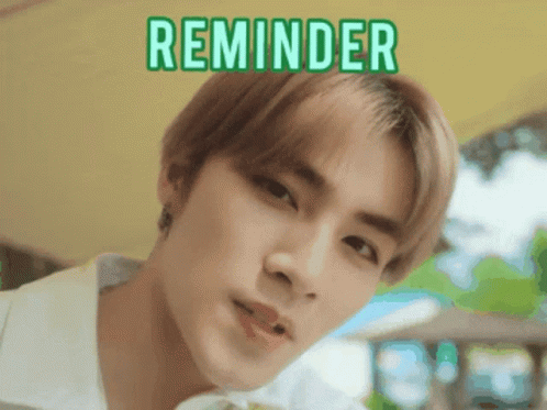 A Close Up Of A Young Man 'S Face With The Words Reminder Above Him GIF