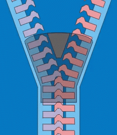 A Close Up Of A Zipper With Arrows Pointing In Different Directions GIF