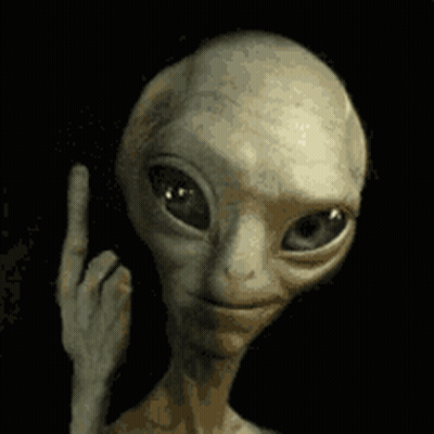A Close Up Of An Alien Making A Middle Finger Sign GIF