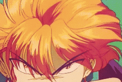 A Close Up Of An Anime Character With Orange Hair GIF