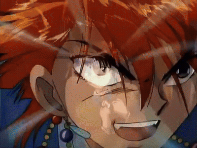 A Close Up Of An Anime Character With Red Hair GIF