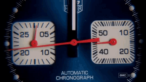 A Close Up Of An Automatic Chronograph Watch Face GIF