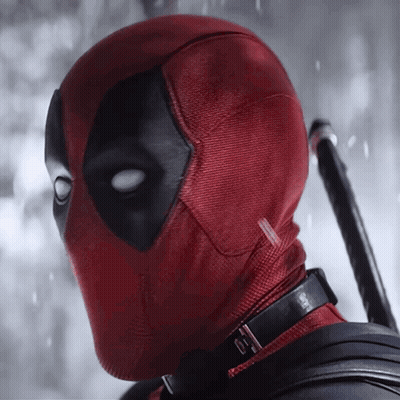 A Close Up Of Deadpool 'S Face With A Collar GIF