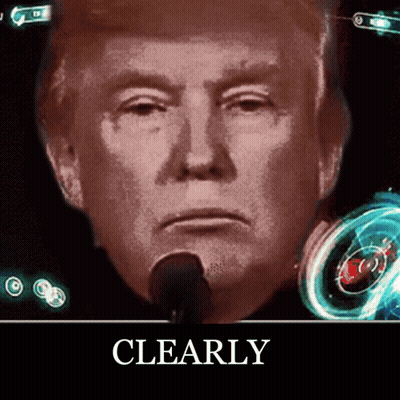 A Close Up Of Donald Trump 'S Face With The Words Clearly Below It GIF