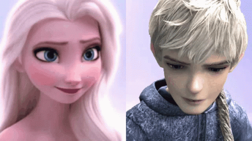 A Close Up Of Elsa And Jack Frost From Frozen 2 GIF