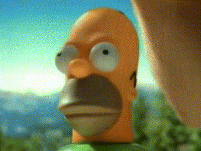 A Close Up Of Homer Simpson 'S Face With A Blue Sky In The Background GIF