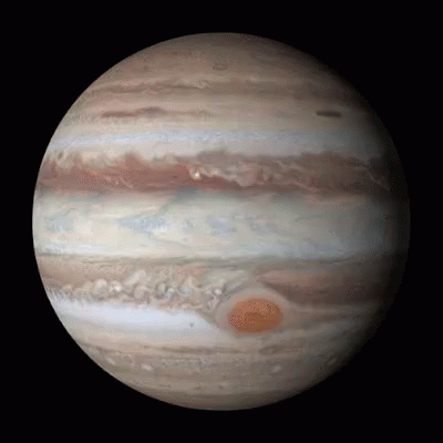 A Close Up Of Jupiter With A Red Spot On It GIF