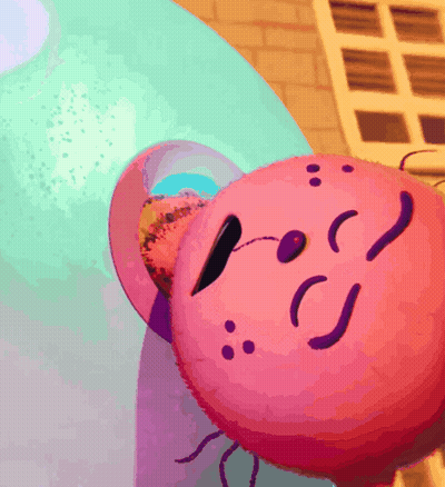 A Close Up Of Kirby 'S Face With A Smiley Face GIF