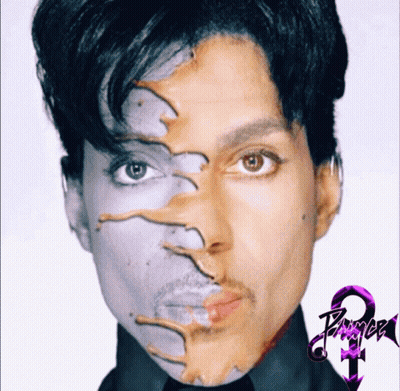 A Close Up Of Prince 'S Face With The Word Prince On The Bottom Right GIF