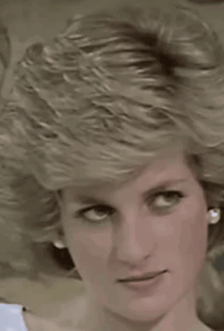 A Close Up Of Princess Diana 'S Face With A Smile On Her Face GIF