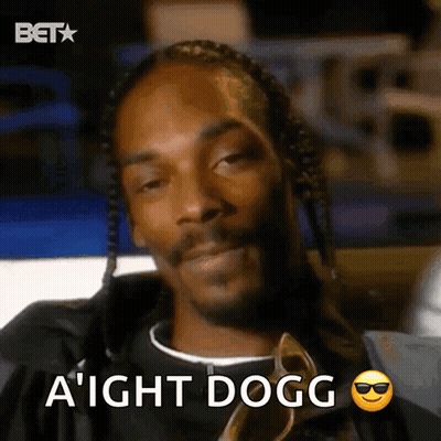 A Close Up Of Snoop Dogg With The Words A ' Ight Dogg Below Him GIF
