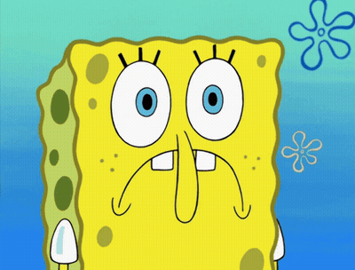 A Close Up Of Spongebob Squarepants ' Face With A Flower In The Background GIF