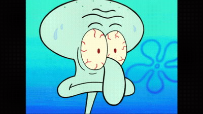 A Close Up Of Squidward From Spongebob Squarepants With His Eyes Closed GIF