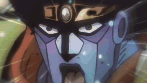 A Close Up Of Star Platinum 'S Face In A Jojo 'S Bizarre Adventure Anime . GIF