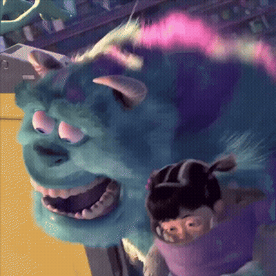 A Close Up Of Sulley From Monsters Inc And Boo GIF