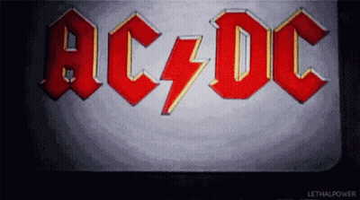 A Close Up Of The Ac Dc Logo With A Lightning Bolt On It . GIF
