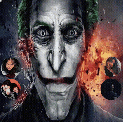 A Close Up Of The Face Of The Joker Surrounded By Circles GIF