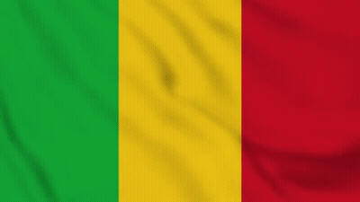A Close Up Of The Flag Of Mali Waving In The Wind . GIF