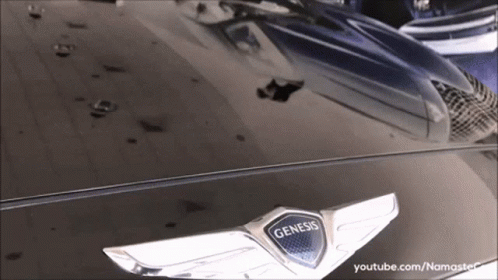 A Close Up Of The Genesis Logo On A Car GIF