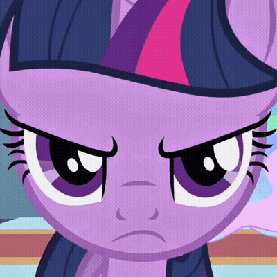 A Close Up Of Twilight Sparkle 'S Face With An Angry Expression GIF
