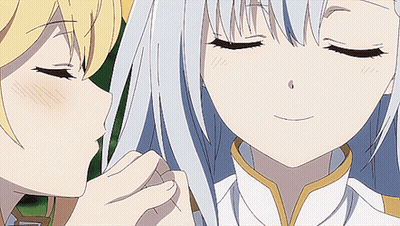 A Close Up Of Two Anime Girls Kissing GIF