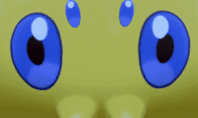 A Close Up Of Two Blue Eyes On A Yellow Surface GIF