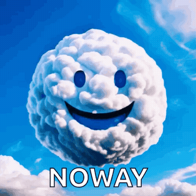 A Cloud With A Smiley Face And The Word Noway Written Below It GIF