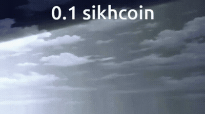 A Cloudy Sky With The Words 0.1 Sikhcoin In White Letters GIF