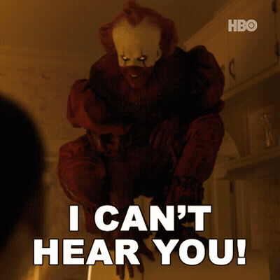 A Clown Says " I Can 'T Hear You " In A Hbo Ad GIF