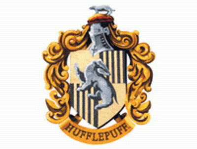 A Coat Of Arms For The House Hufflepuff With A Lion And A Horse GIF