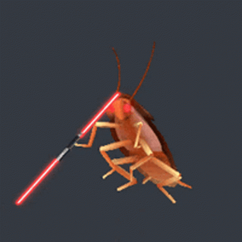 A Cockroach Is Holding A Light Saber In Its Right Hand GIF