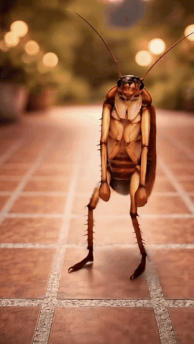 A Cockroach Is Standing On A Tiled Floor Wearing Sunglasses GIF
