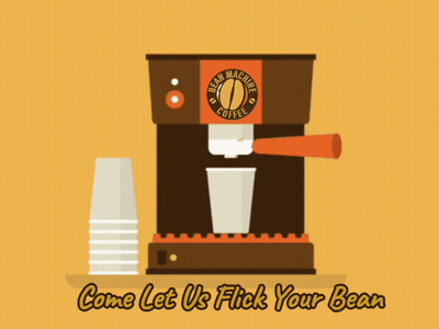 A Coffee Machine With The Words Come Let Us Flick Your Bean On The Bottom GIF