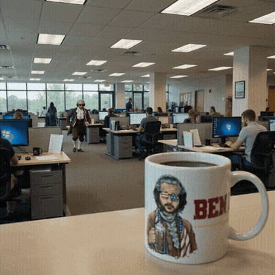 A Coffee Mug That Says Ben On It GIF