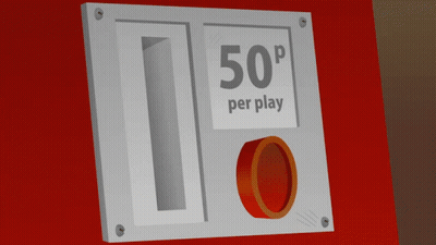 A Coin Slot With 50P Per Play Written On It GIF