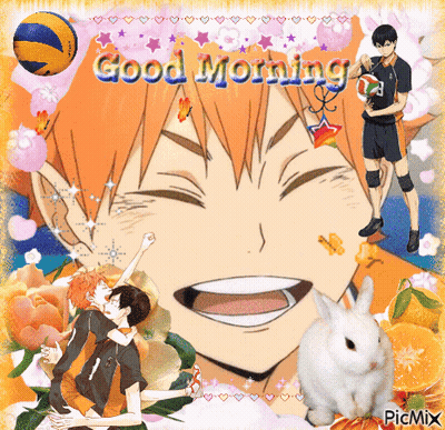 A Collage Of Anime Characters With The Words Good Morning Written On The Top GIF