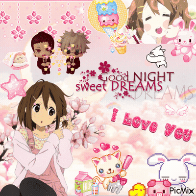 A Collage Of Anime Characters With The Words Good Night Sweet Dreams Dreams GIF