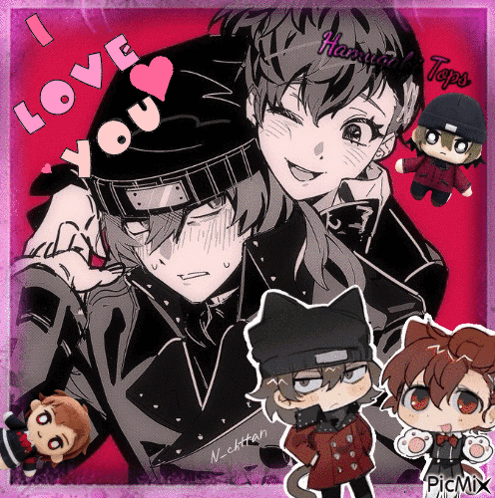 A Collage Of Anime Characters With The Words I Love You On The Top GIF