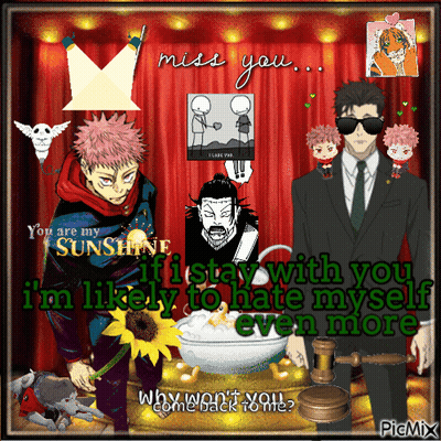A Collage Of Anime Characters With The Words " I Miss You " GIF