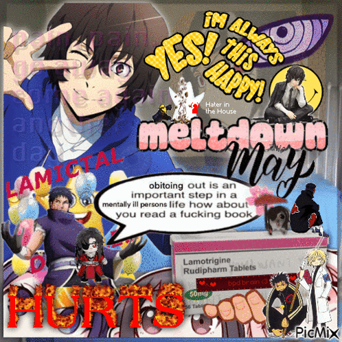 A Collage Of Anime Characters With The Words Meltdown May At The Top GIF