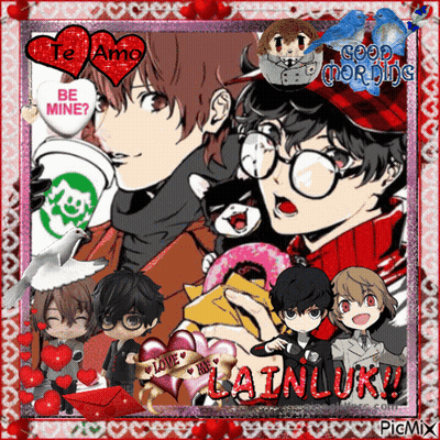 A Collage Of Anime Characters With The Words Te Amo Be Mine On Top GIF