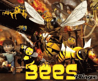 A Collage Of Bees And A Boy With The Word Bees On The Bottom GIF