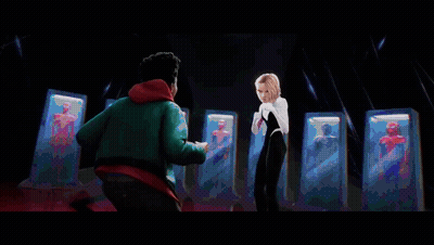 A Collage Of Cartoon Characters Including Miles Morales And Gwen Stacy GIF