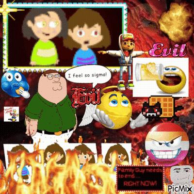 A Collage Of Cartoon Characters With The Words " I Feel So Sigma " At The Top GIF
