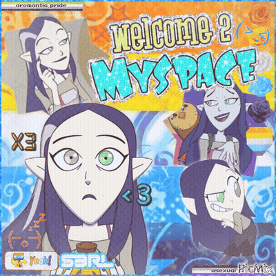 A Collage Of Cartoon Characters With The Words Welcome 2 Myspace On Top GIF